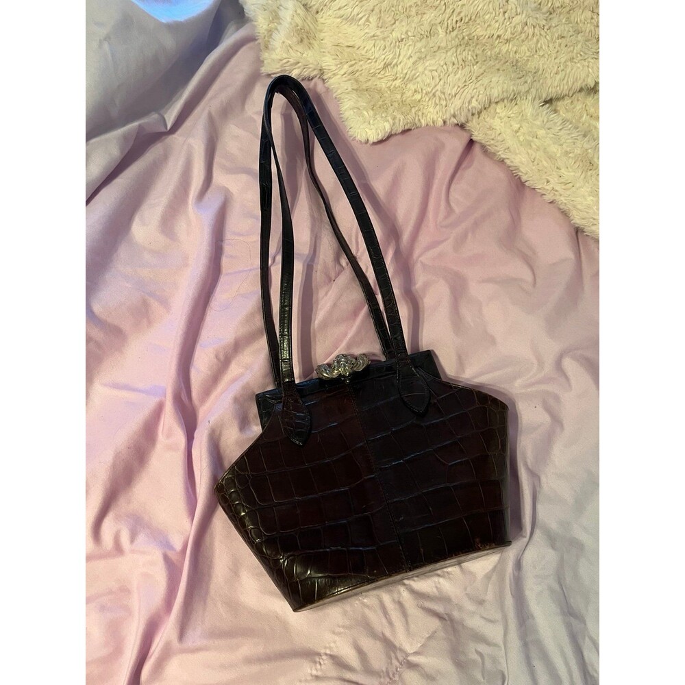 Vintage Glen Miller for Ann Turk Embossed Crocodile Leather Shoulder Bag